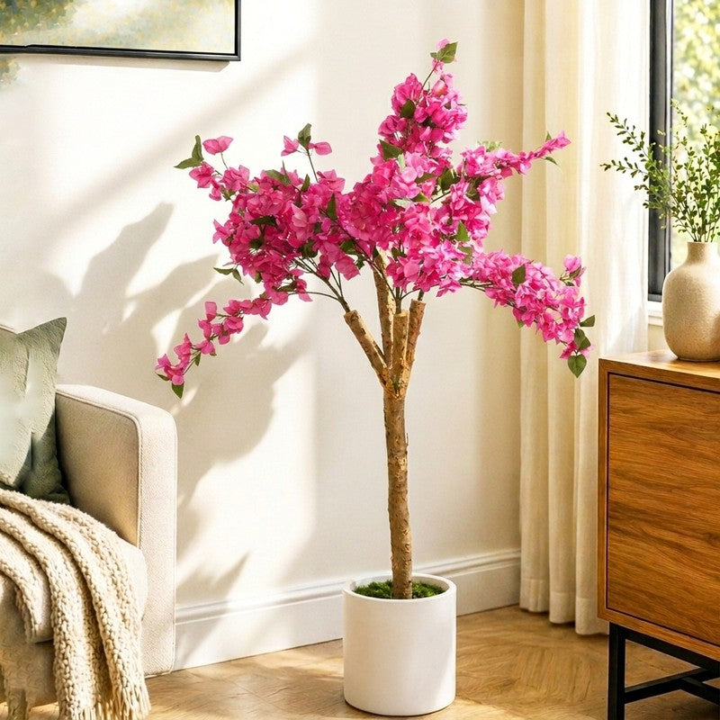 165 cm (5.4 ft) Bougainvillea Artificial Plant With Black Plastic Pot