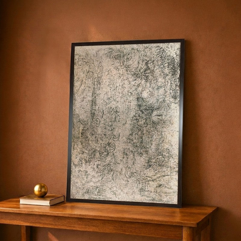 Charcoal Drawing Representing A Deluge Canvas Wall Painting - 12 x 16 Inches