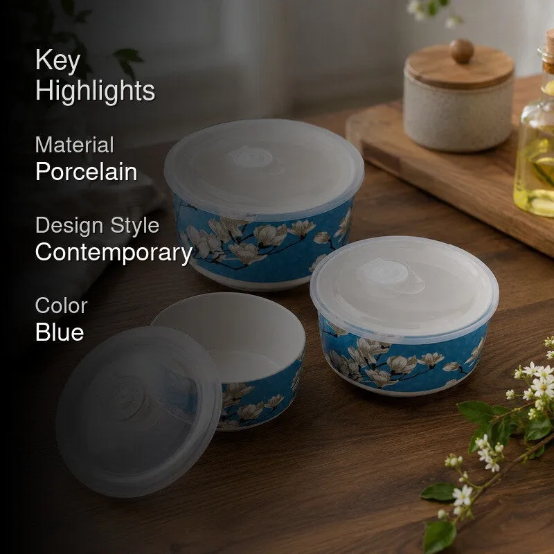 UrbanDine Porcelain Serving Bowls With Lid(1000 mL/600 mL/325 mL) - Set of Three - 2