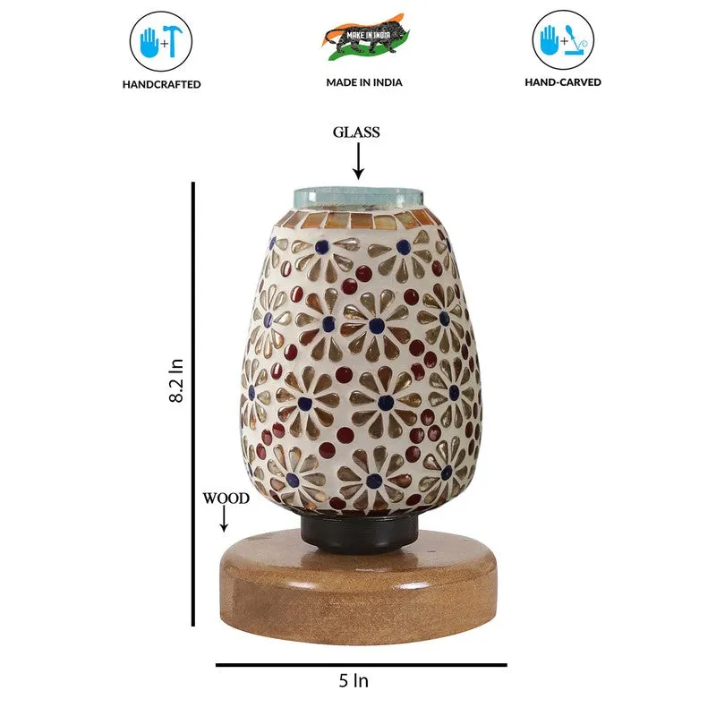 Soline Glass Table Lamp With Wooden Base - Multicolor media 8