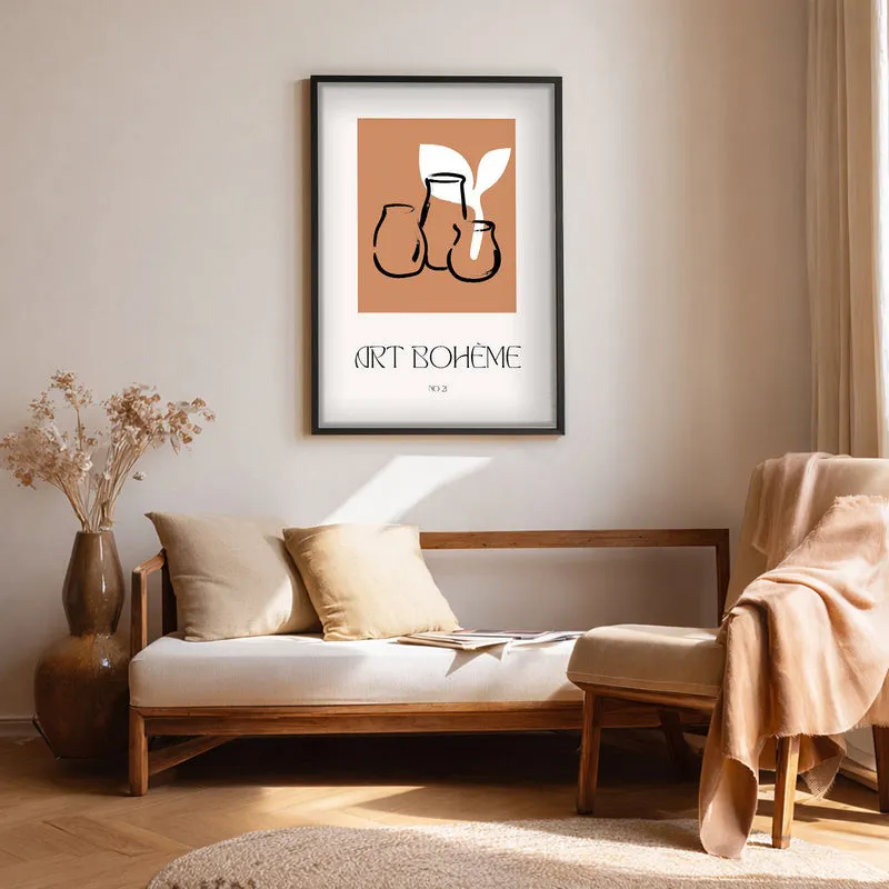 Earthen Trio Canvas Wall Painting With Black Frame media 1