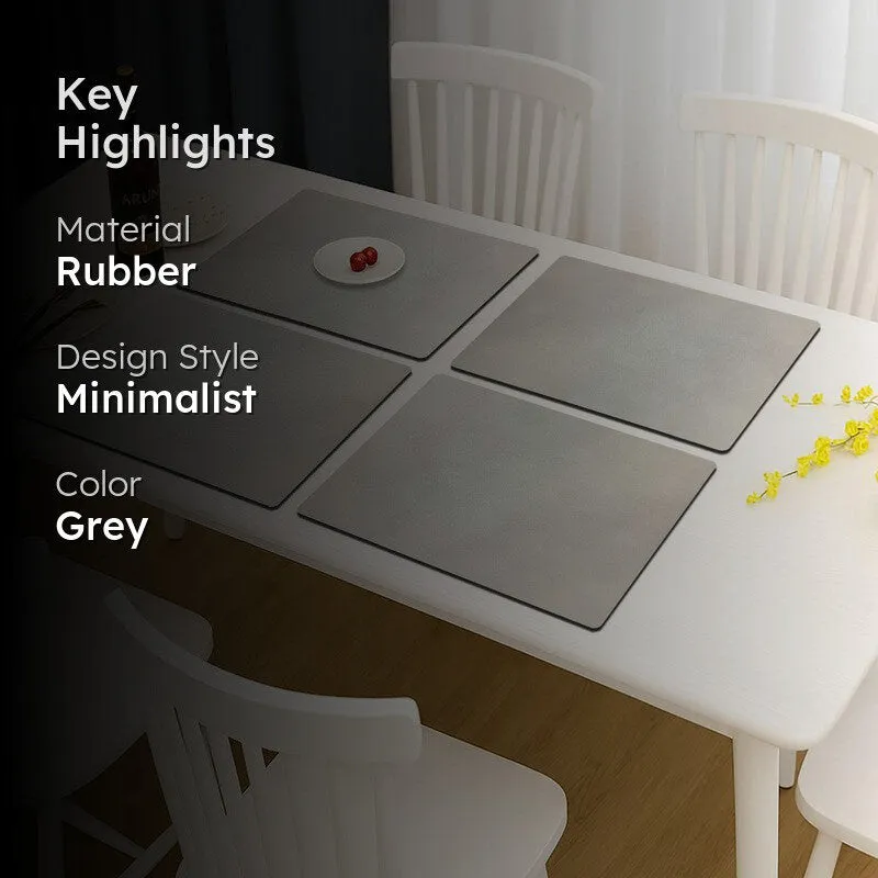Lunor Grey Rectangle Rubber Table Mats - Set Of Four media 2