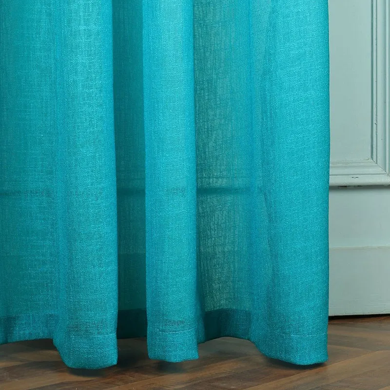 Ombria Linen Texture Sheer Curtain (Blue,Purple) - Set Of Two media 8