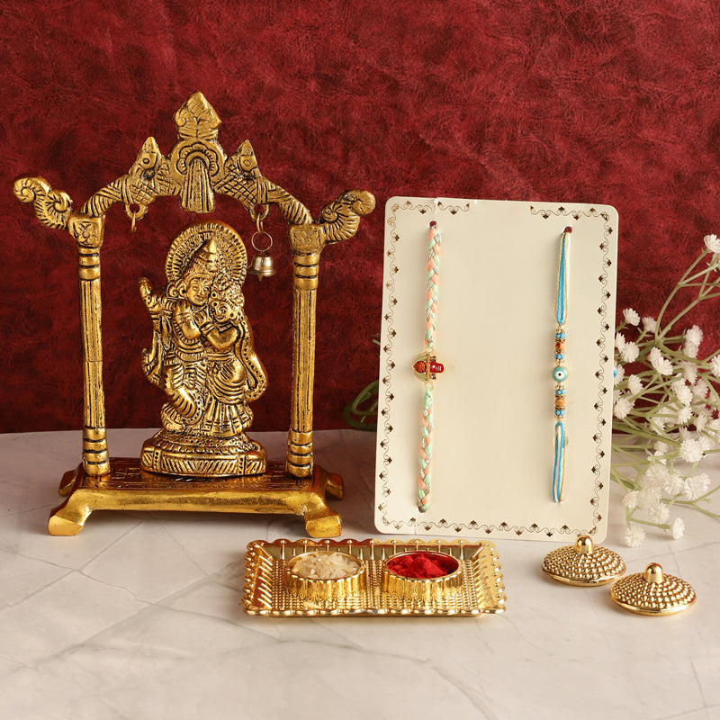 Radha Madhav Rudraksha & Evil Eye Rakhi Hamper
