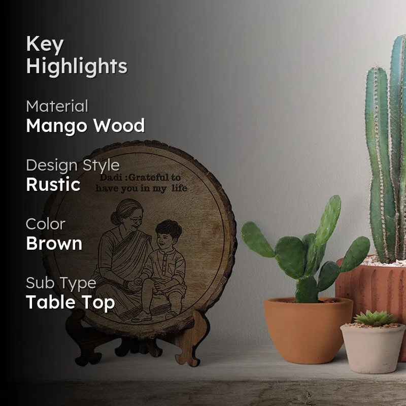 Grateful To Dadi Wood Showpiece - Round media 2
