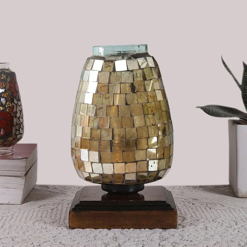 Radiantblend Mosaic Glass Table Lamp With Wooden Base media 4
