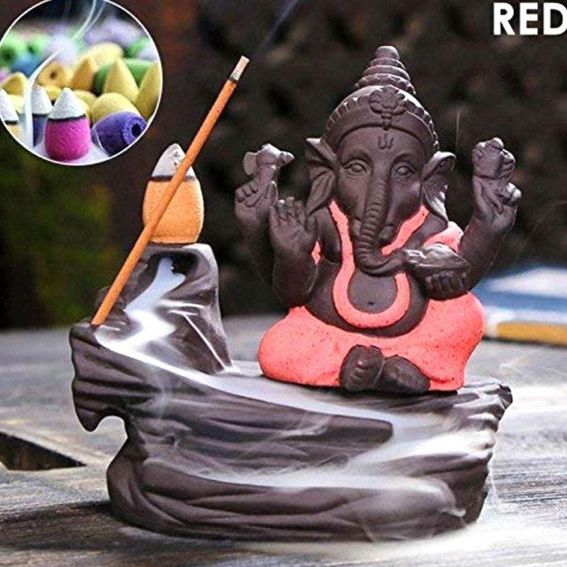 Lord Ganapathi Smoke Fountain - Peach & Black media 4