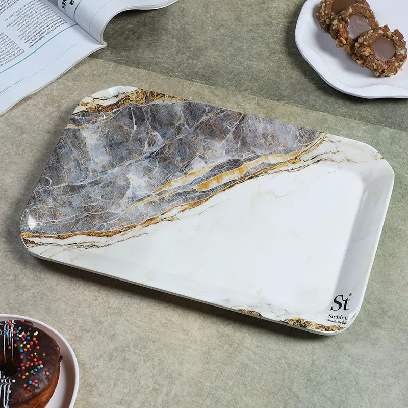 Marbled Glacier Melamine Serving Tray media 4