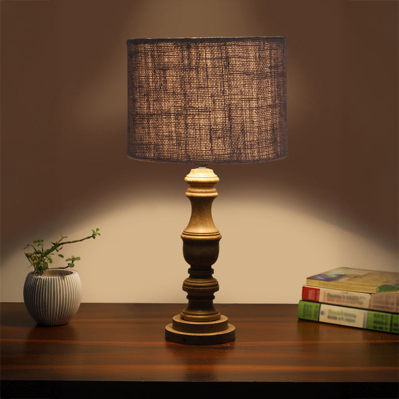 Sienna I Carve Wooden Table Lamp - Grey,Brown