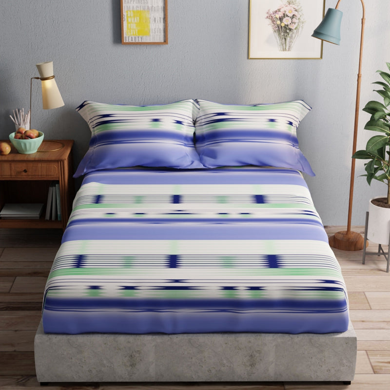 Amolina Cotton Bedsheet (Blue) - 135 TC - Queen/Double