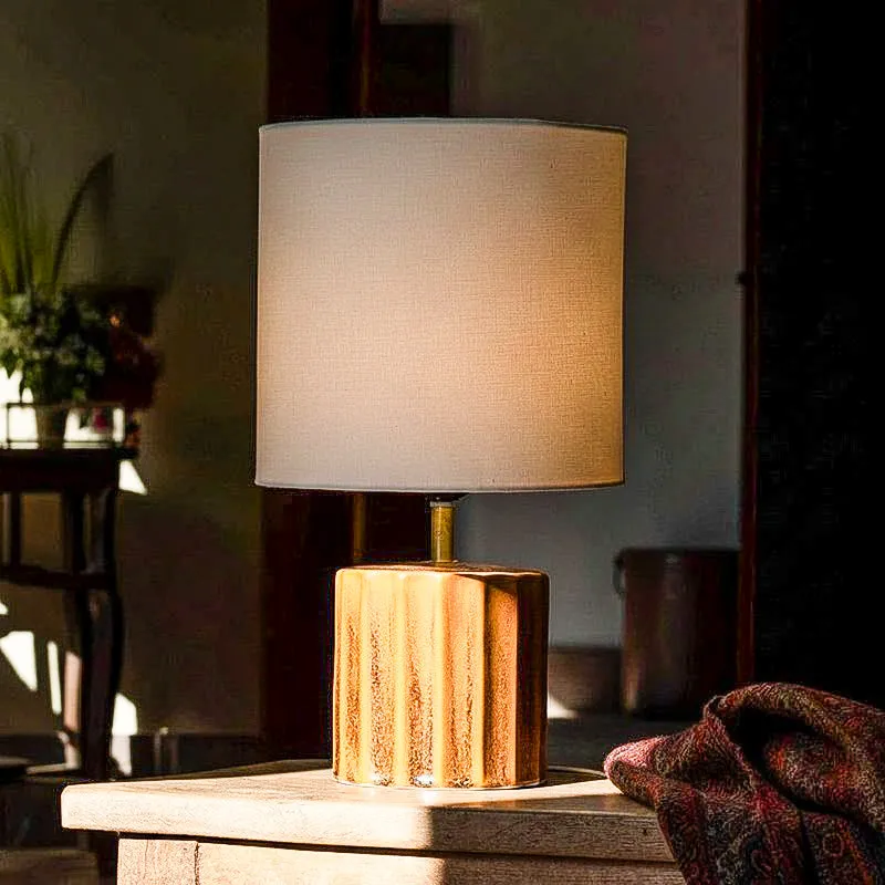 Orange Tree Doric Brown Ceramic Table Lamp - White,Brown media 1