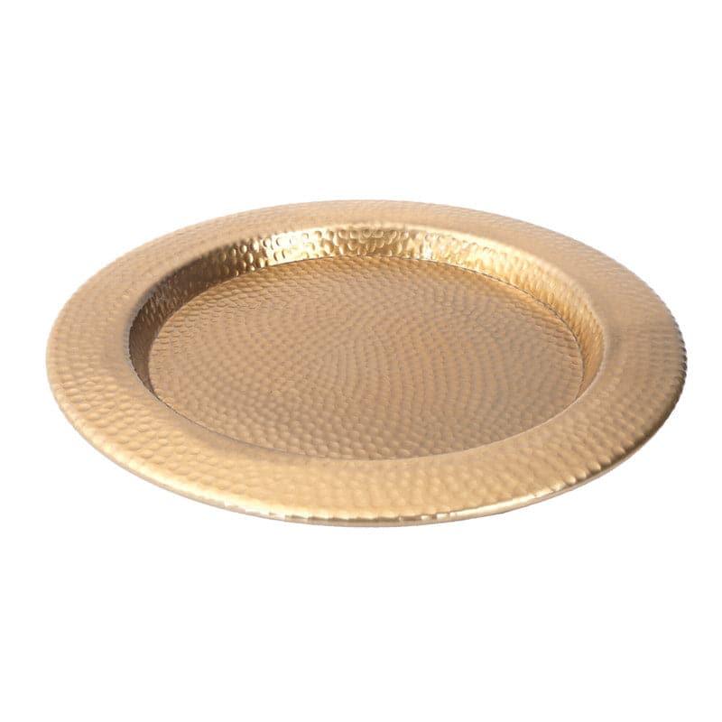 Dunery Hammered Aluminum Pooja Thali - Gold media 5