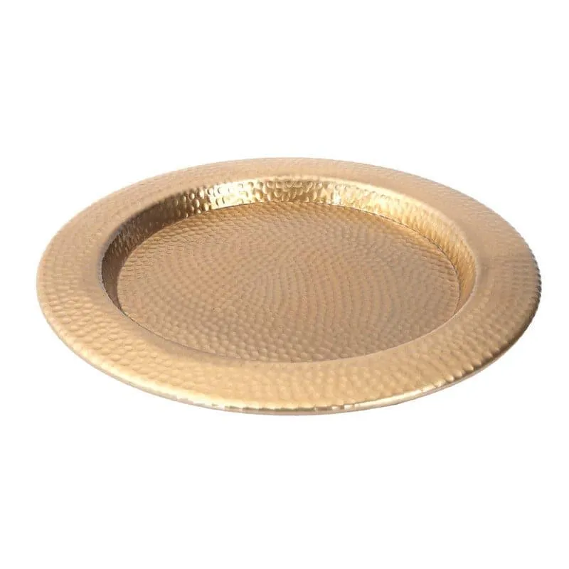 Dunery Hammered Aluminum Pooja Thali - Gold media 5
