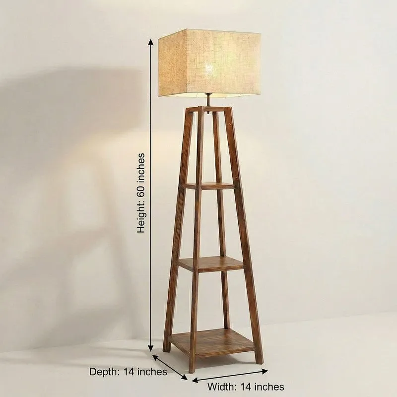Akris Wooden Floor Lamp With Shelves media 9