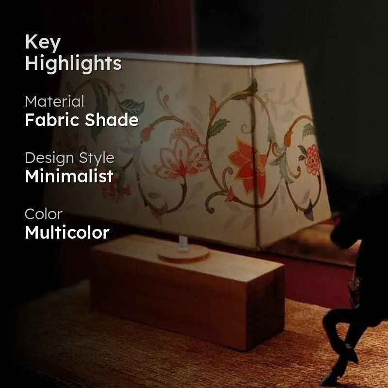 Mural Muse Handpainted Fabric Table Lamp - Multicolor media 2