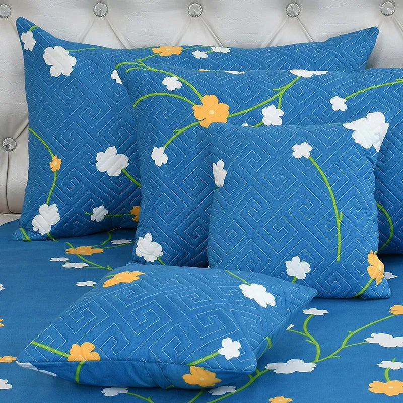 Blue Gardenia Floral Quilted Microfiber Bedding Set - Five Piece Set media 4