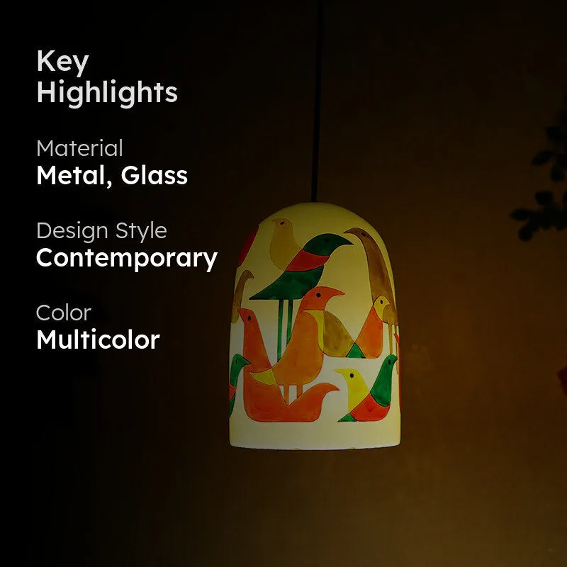Wild Wings Hand Painted Glass Ceiling Lamp media 2