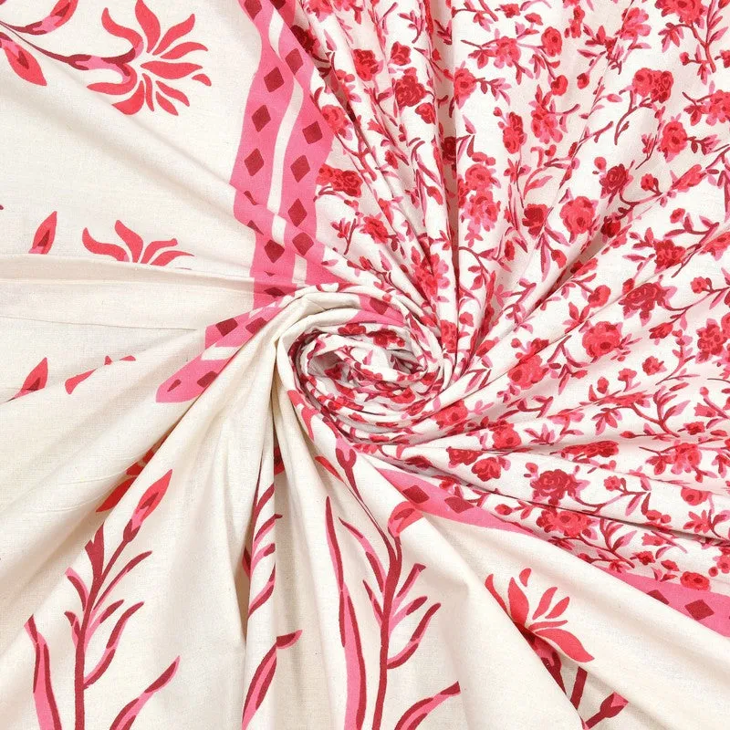 Vinea Cotton Bedsheet (Pink,White) - 240 TC media 5