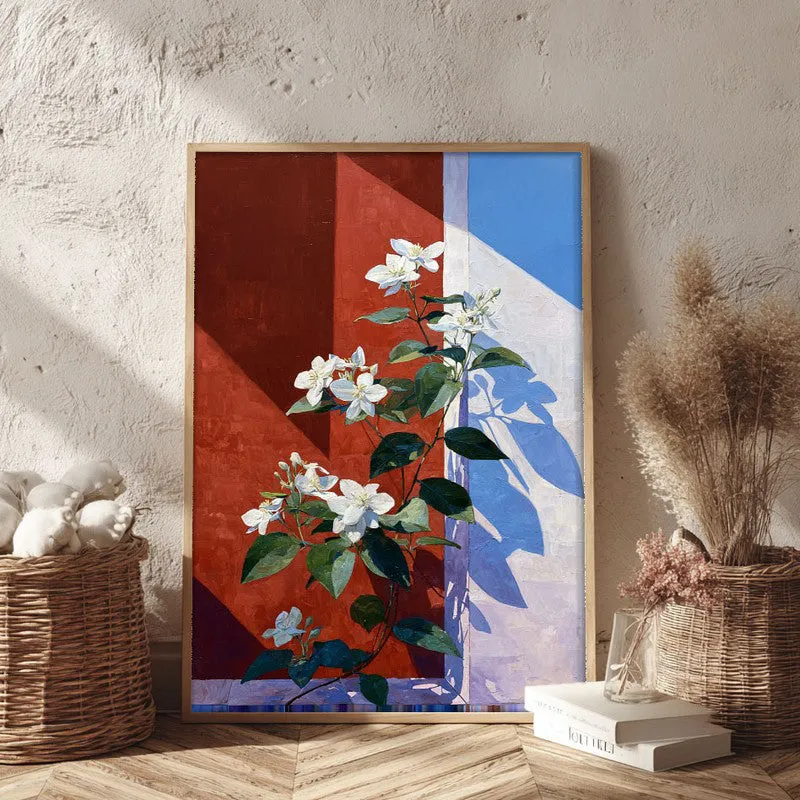 Scarlet Petals Canvas Wall Painting - Brown Frame media 3