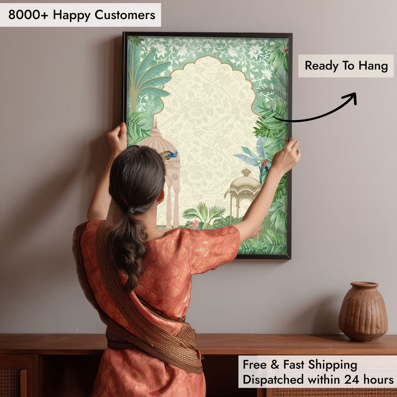 Mehfil- e - Gul Framed Mughal Canvas Wall Painting media 7