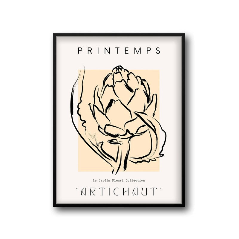 Artichaut En Fleurs Archival Canvas Wall Art - Black Frame media 5