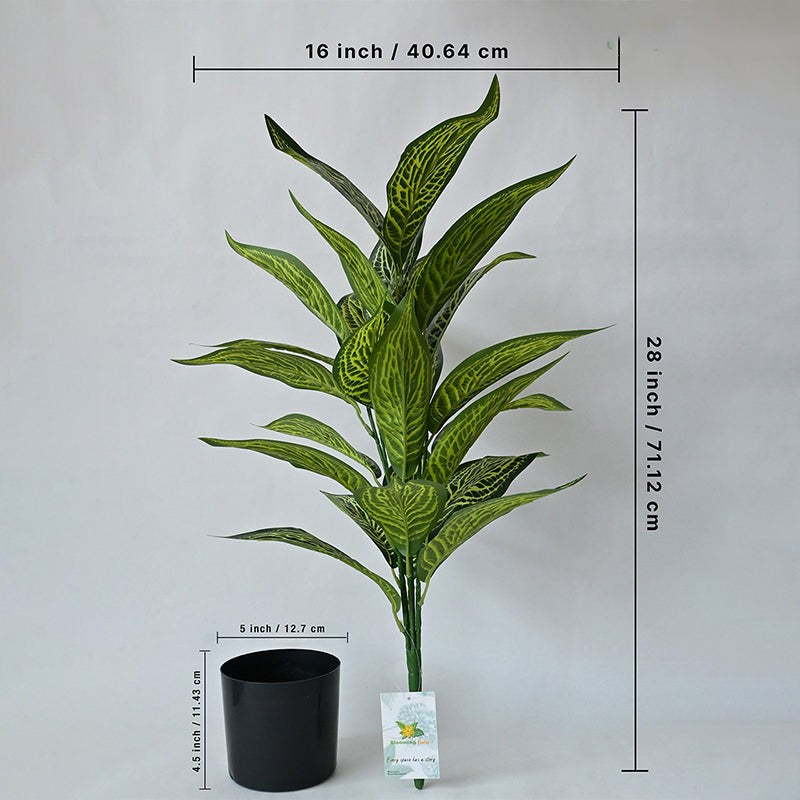 Faux Artificial Croton Plant With Black Plastic Pot - 71 cm (2.3 ft) media 7