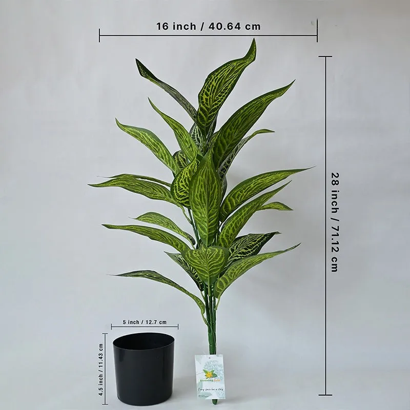 Faux Artificial Croton Plant With Black Plastic Pot - 71 cm (2.3 ft) media 7