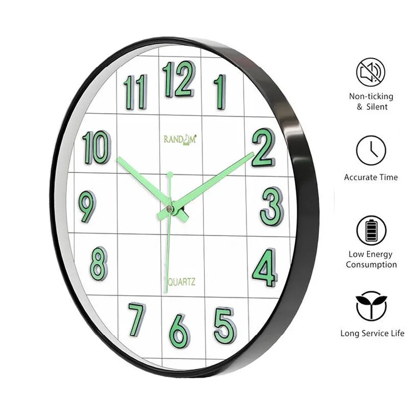 Opulent Analog Palstic Wall Clock - Black & Green media 7