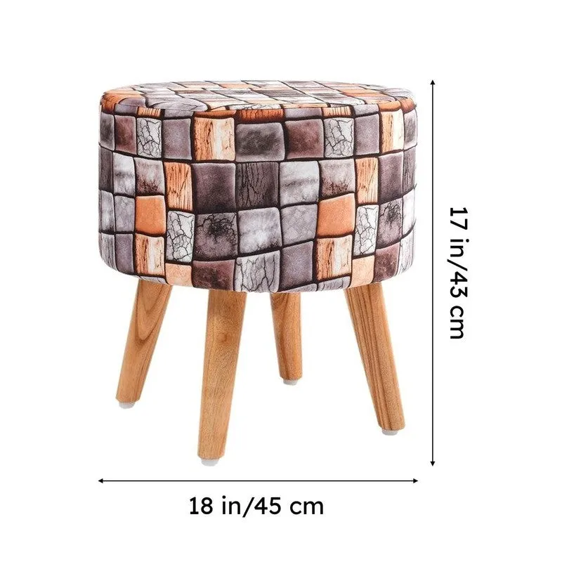 Blockart Geometric Velvet Ottoman - Multicolor media 9