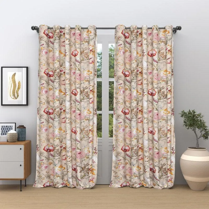 Mivaana Floral Curtain (Beige) - Set Of Two media 1