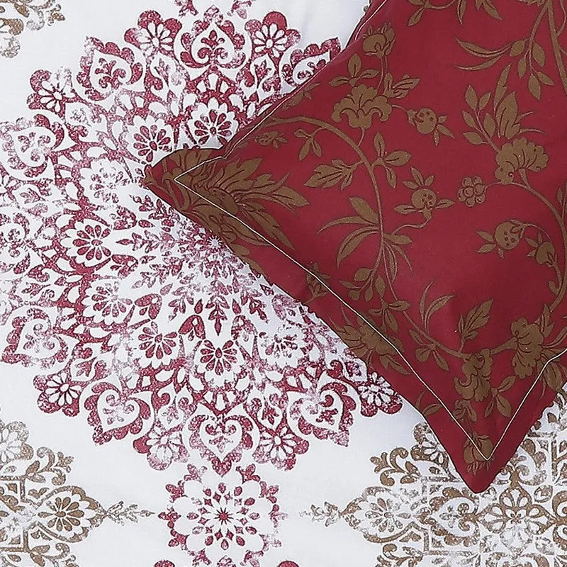 Monte Carlo Dio Mandala Cotton Bedsheet (White,Maroon) - 104 TC media 6