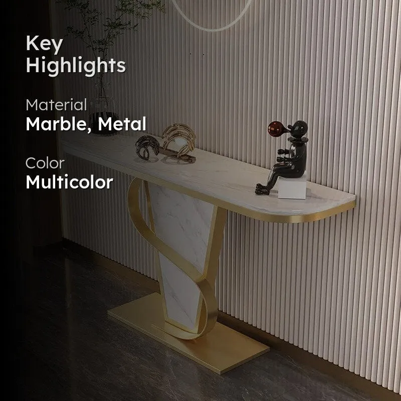 Bold Metal Console Table with Marble Top - Small media 2