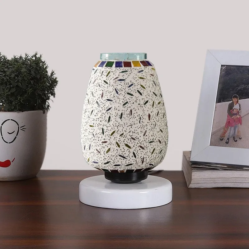 Glanex Glass Table Lamp With Wooden Base - Multicolor media 4