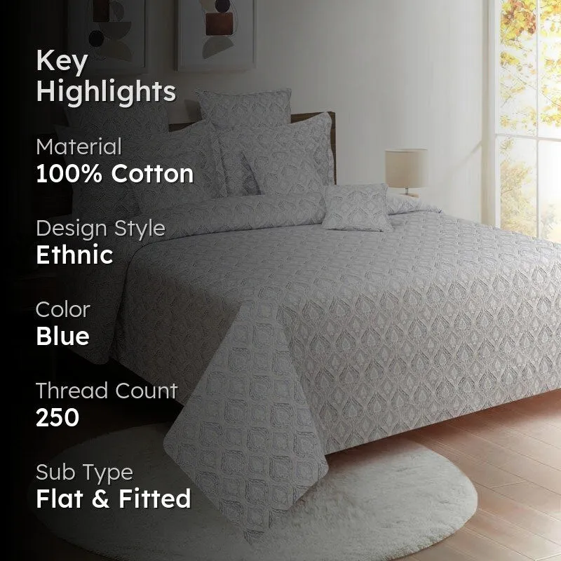 Swayam Suramya Blockprint Bedsheet (Blue) - 250 TC media 2