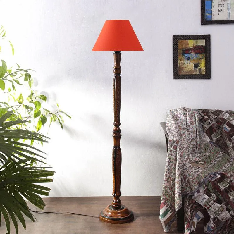 Hima Vintage Wooden Floor Lamp - Orange media 3