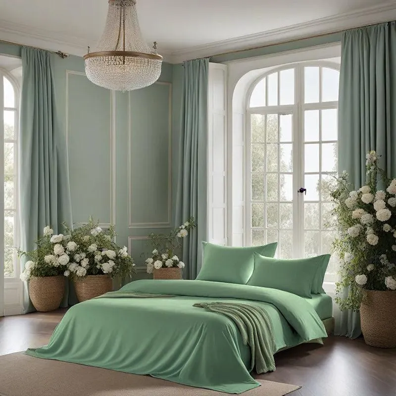 Moonweave Solid Cotton Bedsheet (Mint Green) - 400 TC media 4