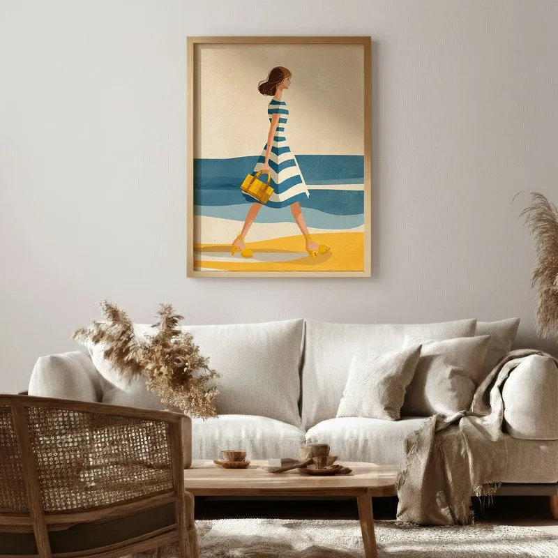 Seabreeze Canvas Wall Painting - Brown Frame media 1