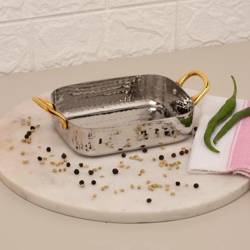 Vintage Charm Hammered Rectangular Serving Pan - 800 ML media 3