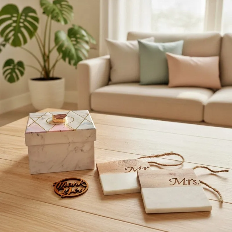 BrownChic Engraved Marble Coasters - Set Of Two media 5