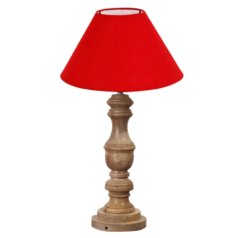 Cotin II Carve Wooden Table Lamp - Red,Brown media 6
