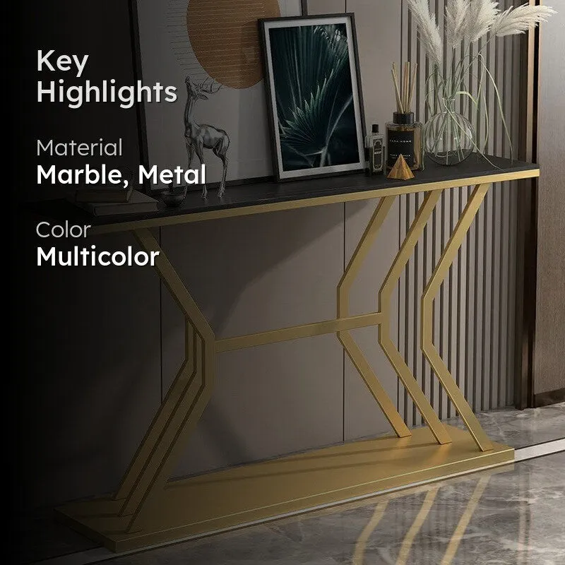 Refined Luxury Metal Console Table with MarbleTop - Medium media 2