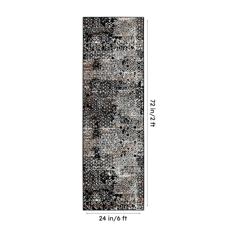 Alda Non-Anti Skid Nylon Runner Rug - Black & Brown image 7