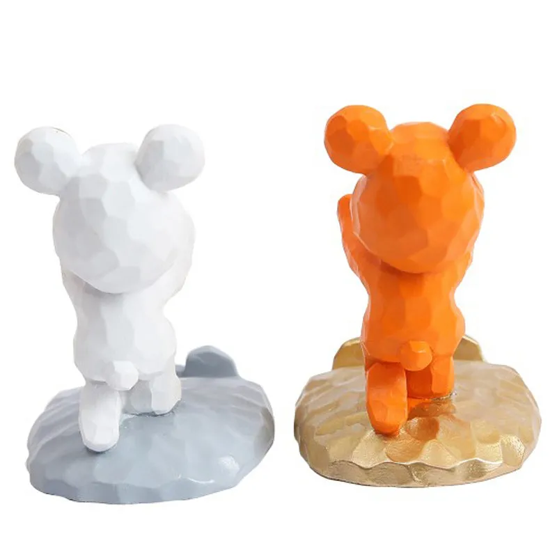 Teddy Duo Resin Showpiece (White & Orange) - Set Of Two media 4