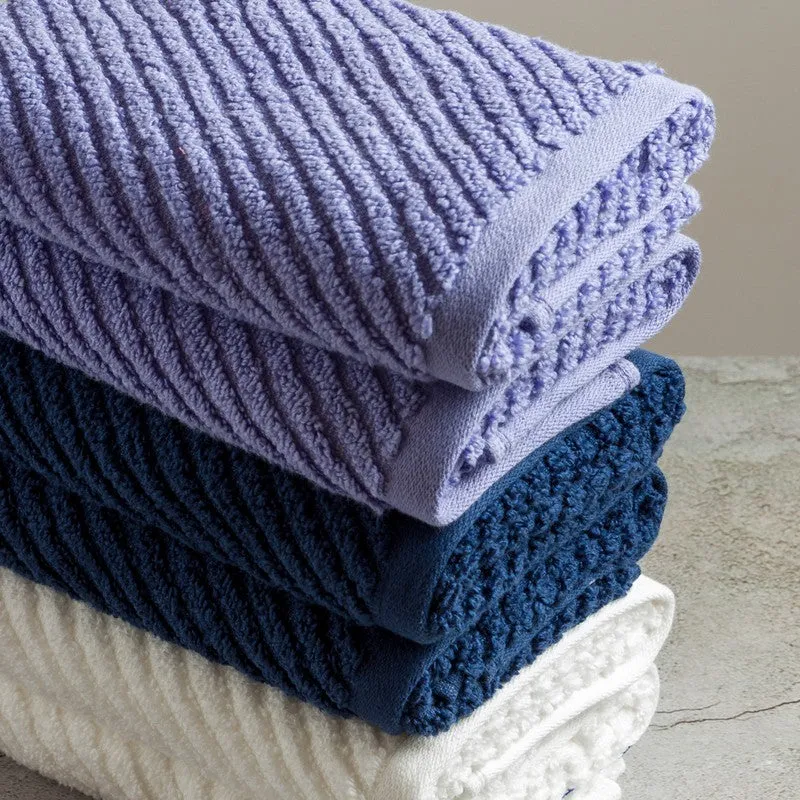 Nautica Riviera Soft Cotton Hand Towel (White, Dark Blue & Blue) - Set Of Six media 5