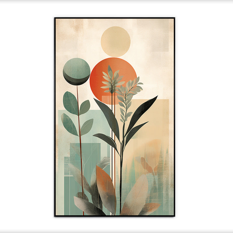Desert Sunset Foliage Floral Canvas Wall Painting With Frame - Black media 4