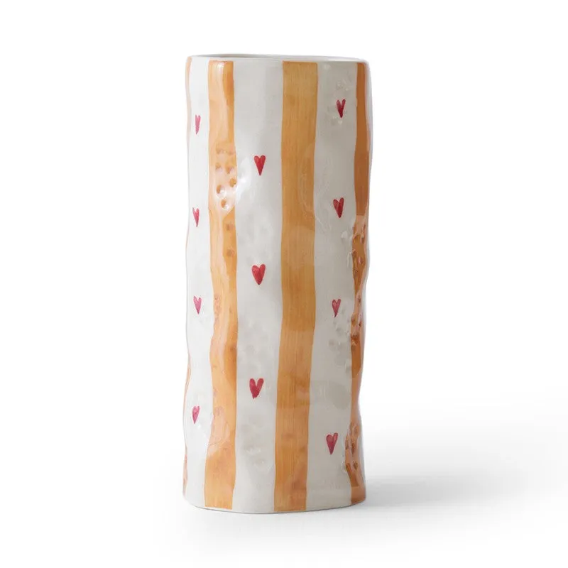 Monoline Stripe Tall Ceramic Vase - Orange media 4