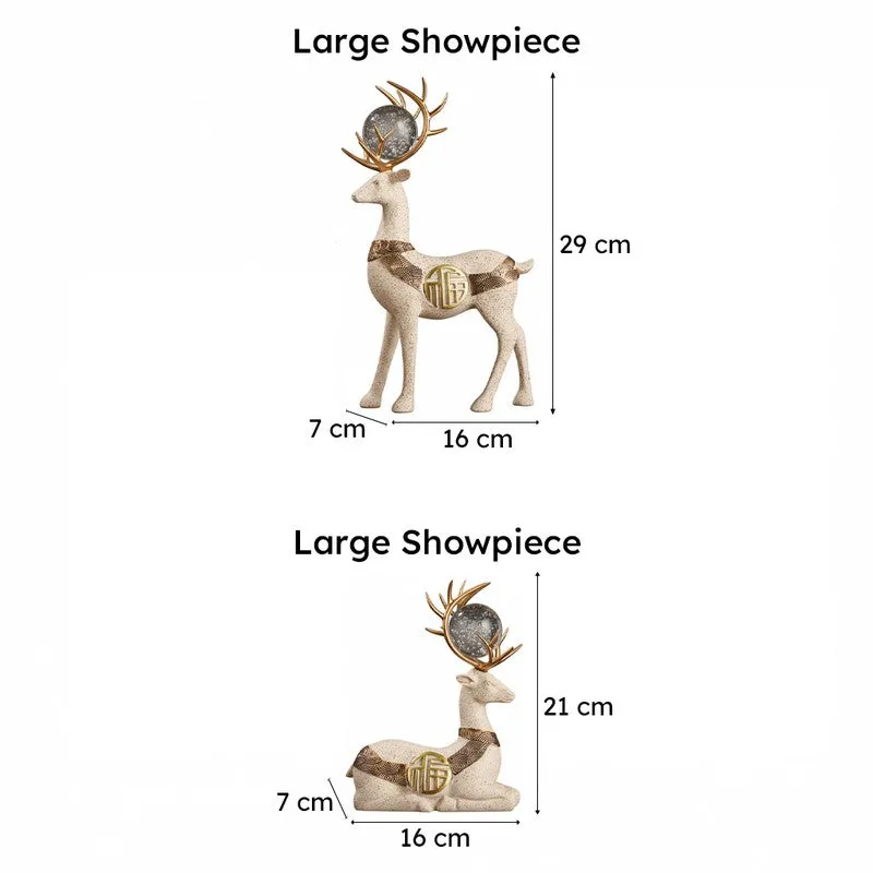 Chrystal Stag Showpiece (Beige) - Set Of  Two media 8