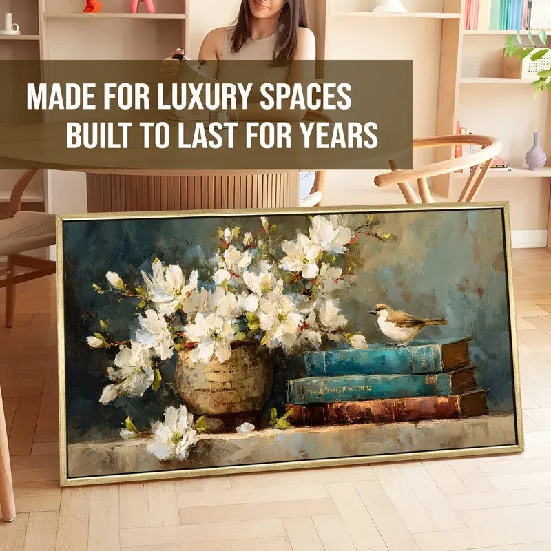 Rustic Bloomscape Canvas Wall Painting With Frame media 5