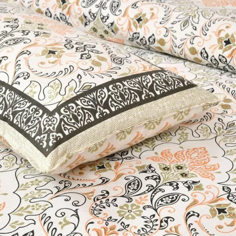 Mughal Jaali Printed  Cotton Bedsheet (Green & Beige (120 TC) - 120 TC media 5