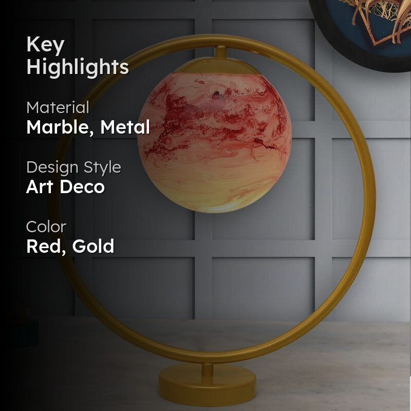 Naomi Marble Table Lamp - Red,Gold media 2